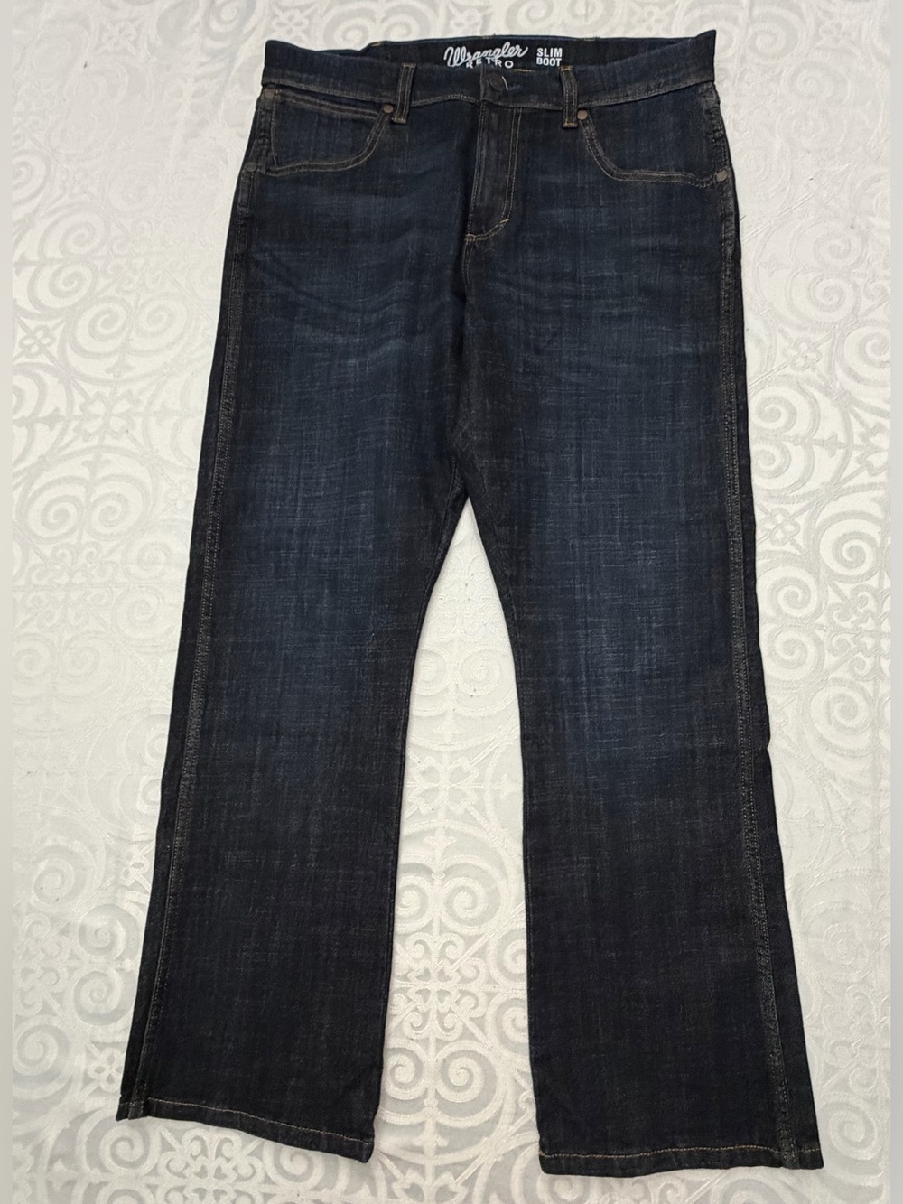 Wrangler Retro Slim Bootcut Dark Wash Blue Men's Jeans 32x30 (34x29) Cowboy